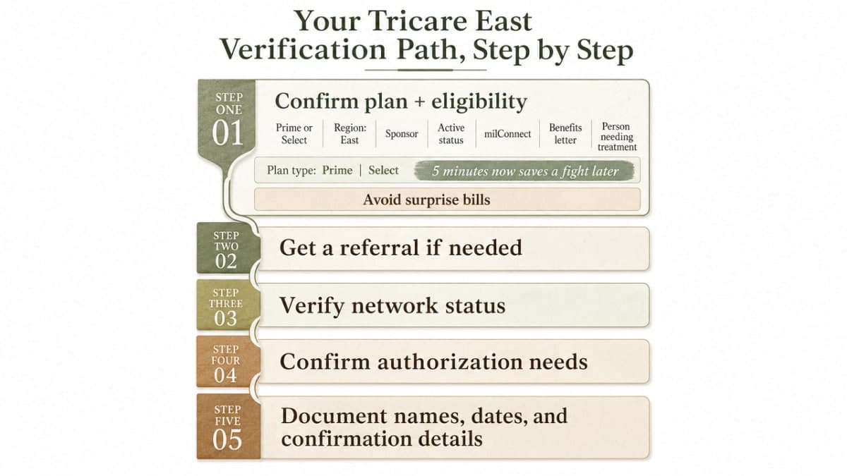 Visualize the five-step verification workflow explicitly outlined in the section's subheadings, giving readers a clear process map