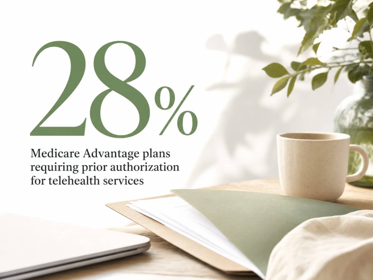 Infographic showing Medicare Advantage plans requiring prior authorization for telehealth services