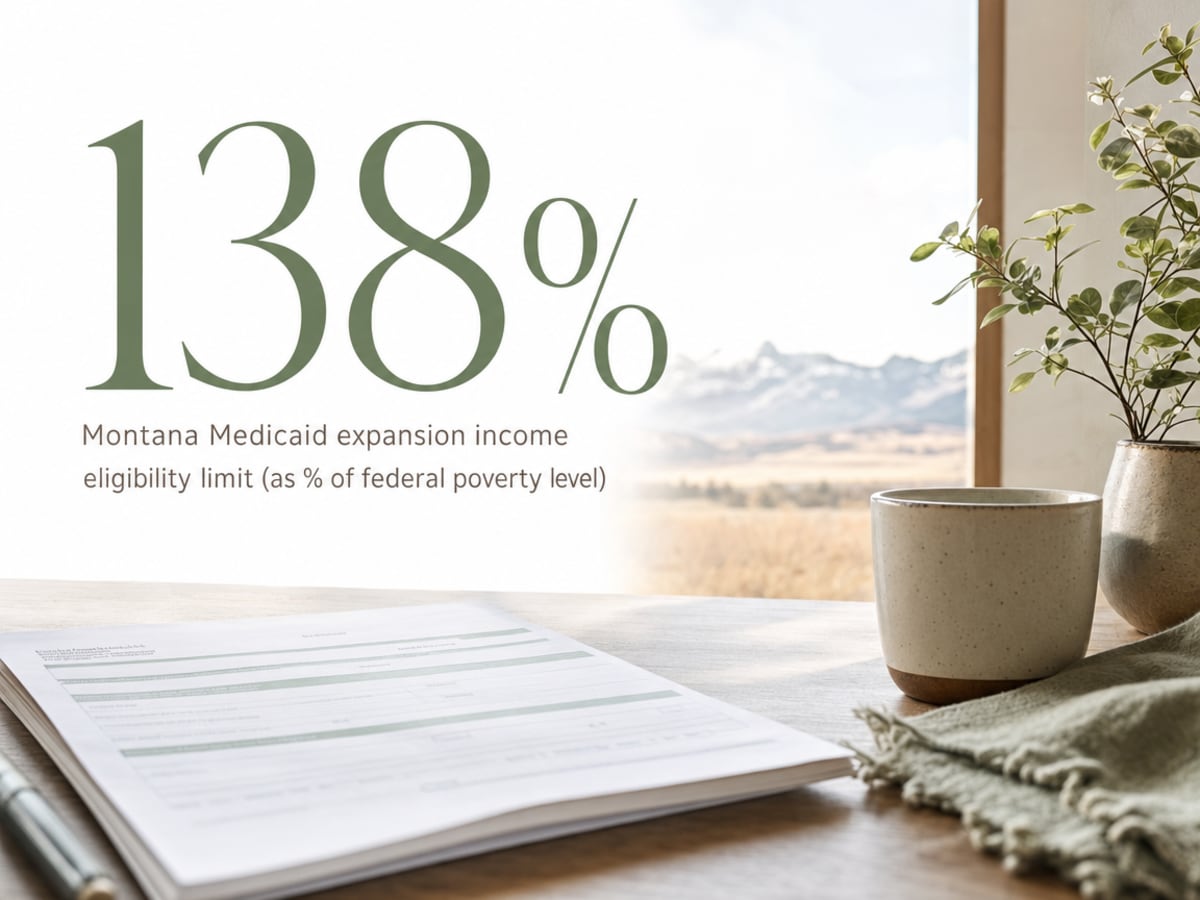 Infographic showing Montana Medicaid expansion income eligibility limit (as % of federal poverty level)