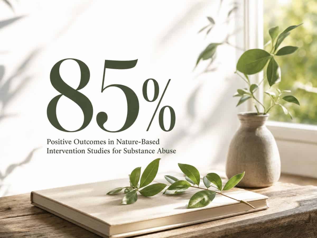 Infographic showing Positive Outcomes in Nature-Based Intervention Studies for Substance Abuse