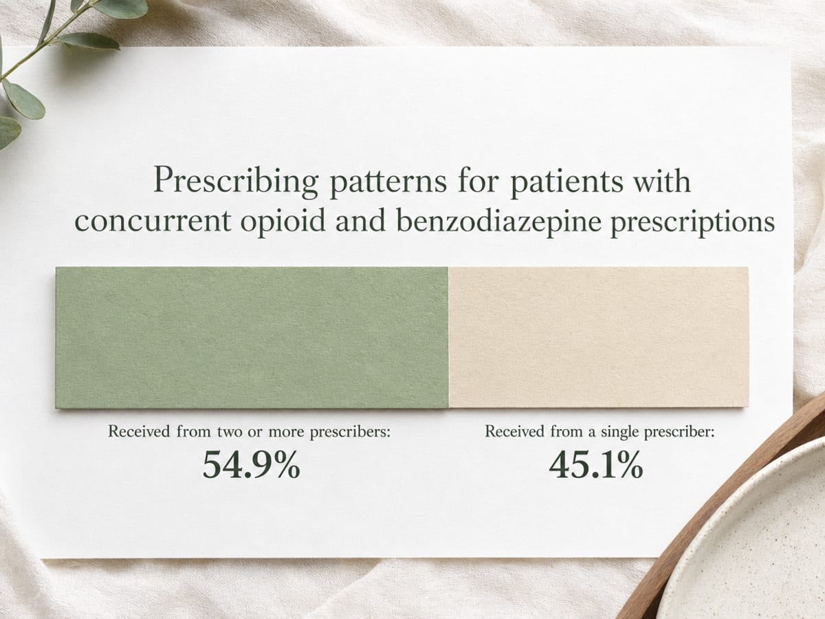 Chart showing Prescribing patterns for patients with concurrent opioid and benzodiazepine prescriptions