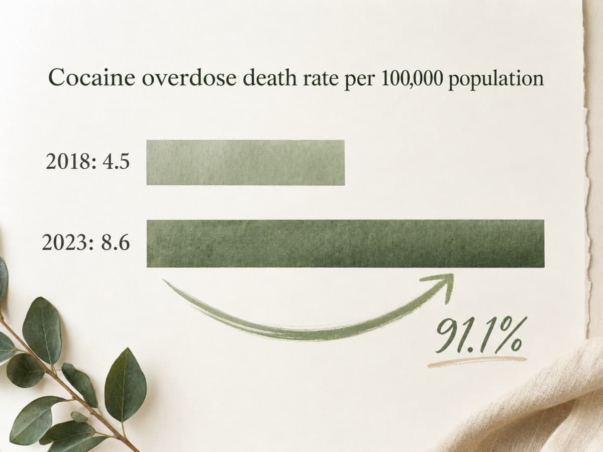 Chart showing Cocaine overdose death rate per 100,000 population