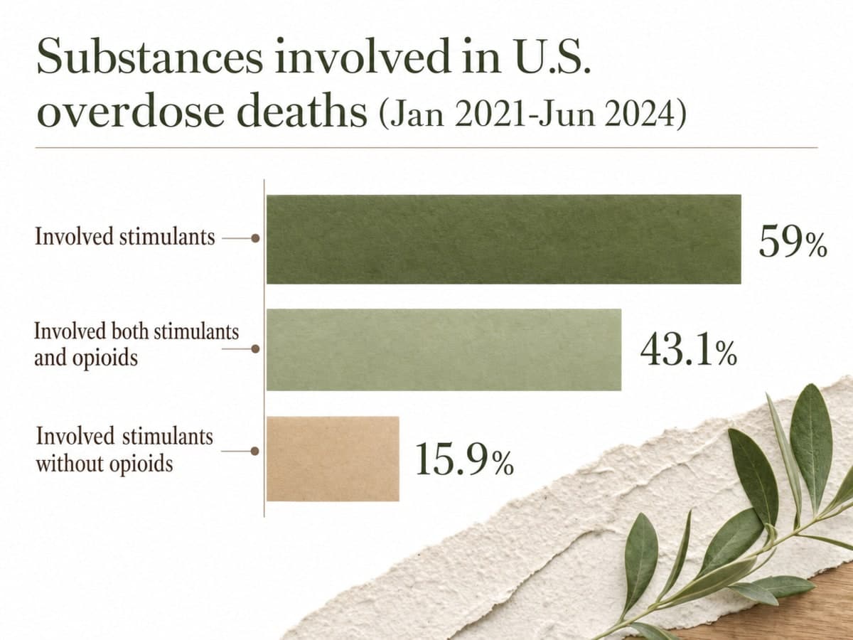 Chart showing Substances involved in U.S. overdose deaths (Jan 2021-Jun 2024)