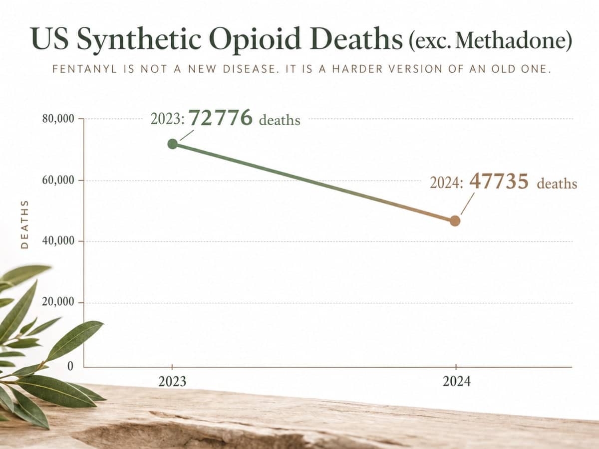 Chart showing US Synthetic Opioid Deaths (exc. Methadone)