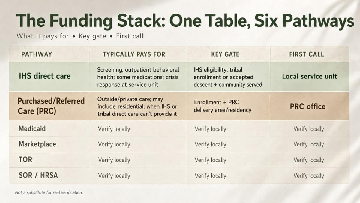 Summarize the six funding pathways as a scannable comparison matrix that mirrors the section's table, helping readers see how the sources stack together