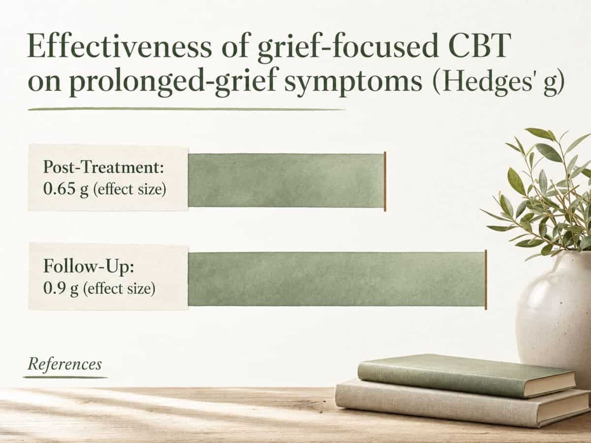 Chart showing Effectiveness of grief-focused CBT on prolonged-grief symptoms (Hedges' g)