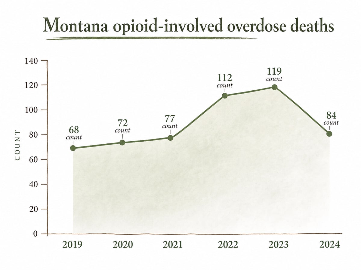 Chart showing Montana opioid-involved overdose deaths