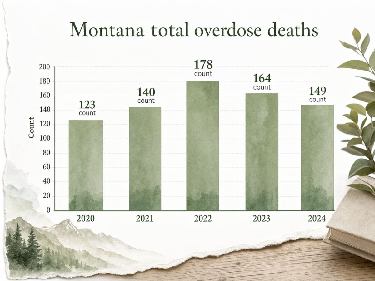 Chart showing Montana total overdose deaths
