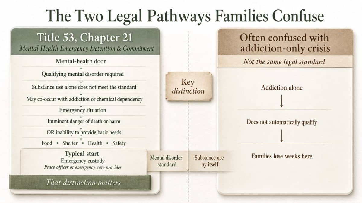 Side-by-side comparison of the two Montana legal pathways families most often confuse, directly supporting the section that explains them