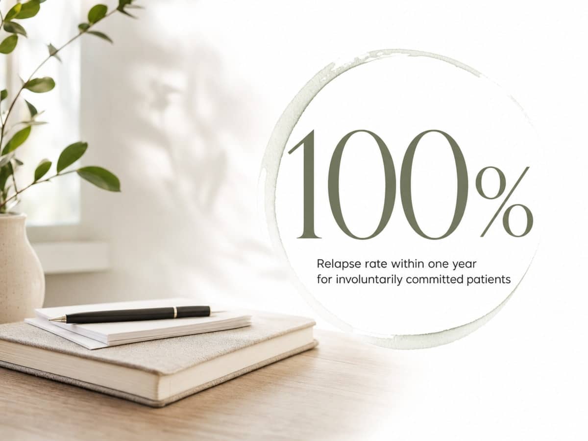 Infographic showing Relapse rate within one year for involuntarily committed patients
