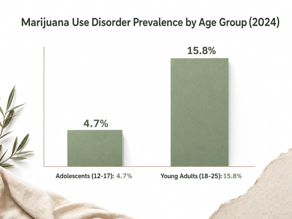Chart showing Marijuana Use Disorder Prevalence by Age Group (2024)