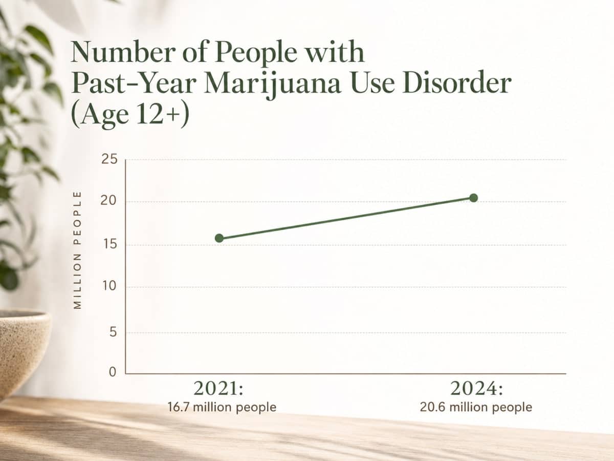 Chart showing Number of People with Past-Year Marijuana Use Disorder (Age 12+)