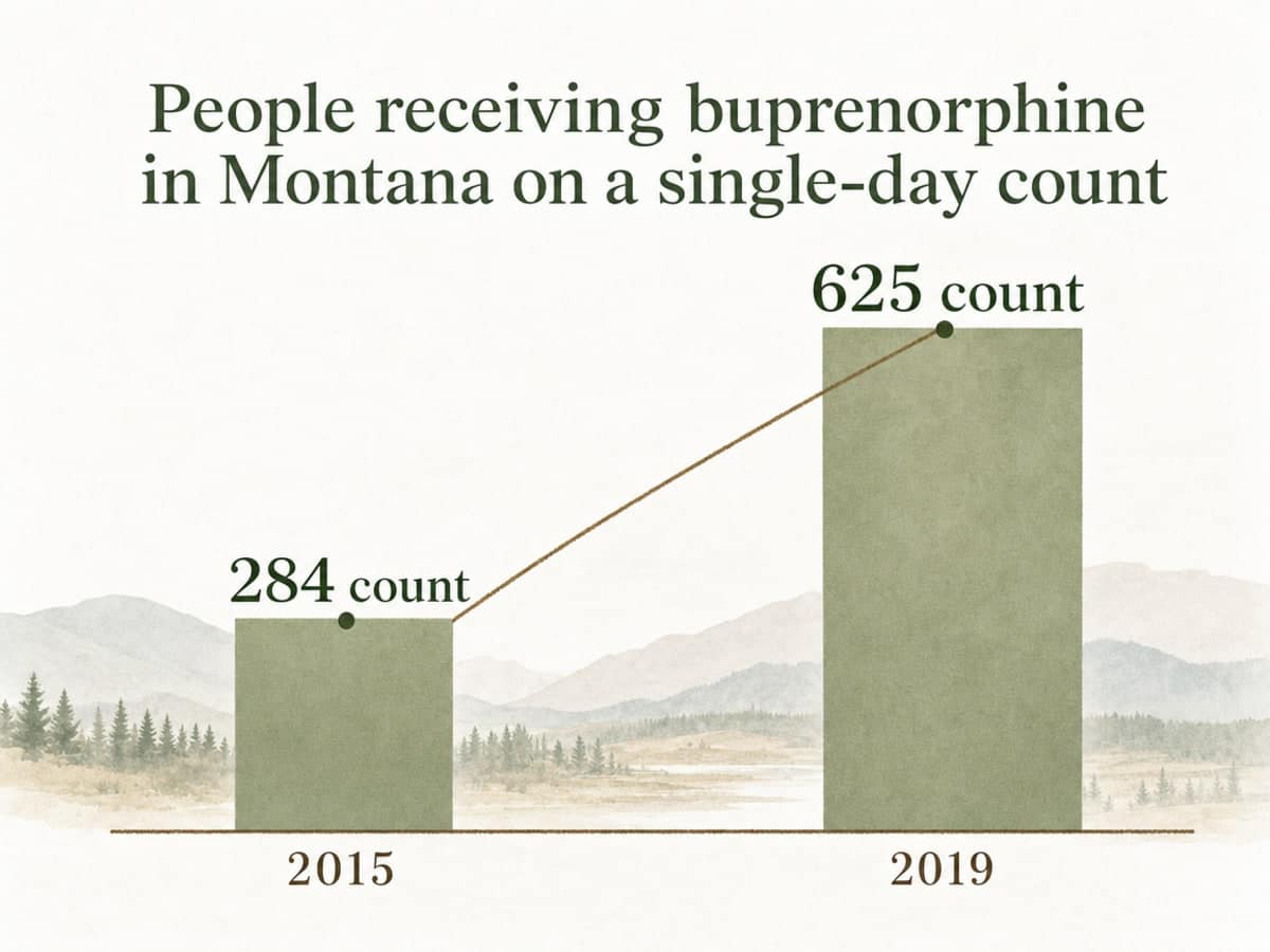 Chart showing People receiving buprenorphine in Montana on a single-day count