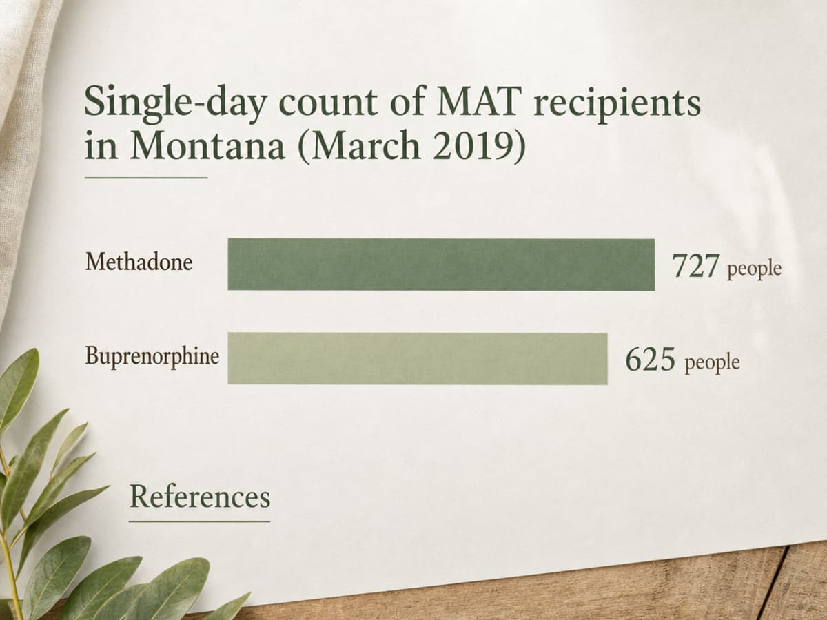 Chart showing Single-day count of MAT recipients in Montana (March 2019)