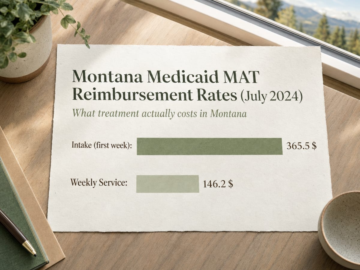 Chart showing Montana Medicaid MAT Reimbursement Rates (July 2024)