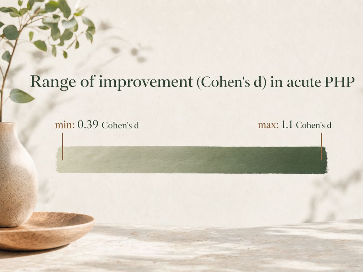 Chart showing Range of improvement (Cohen's d) in acute PHP