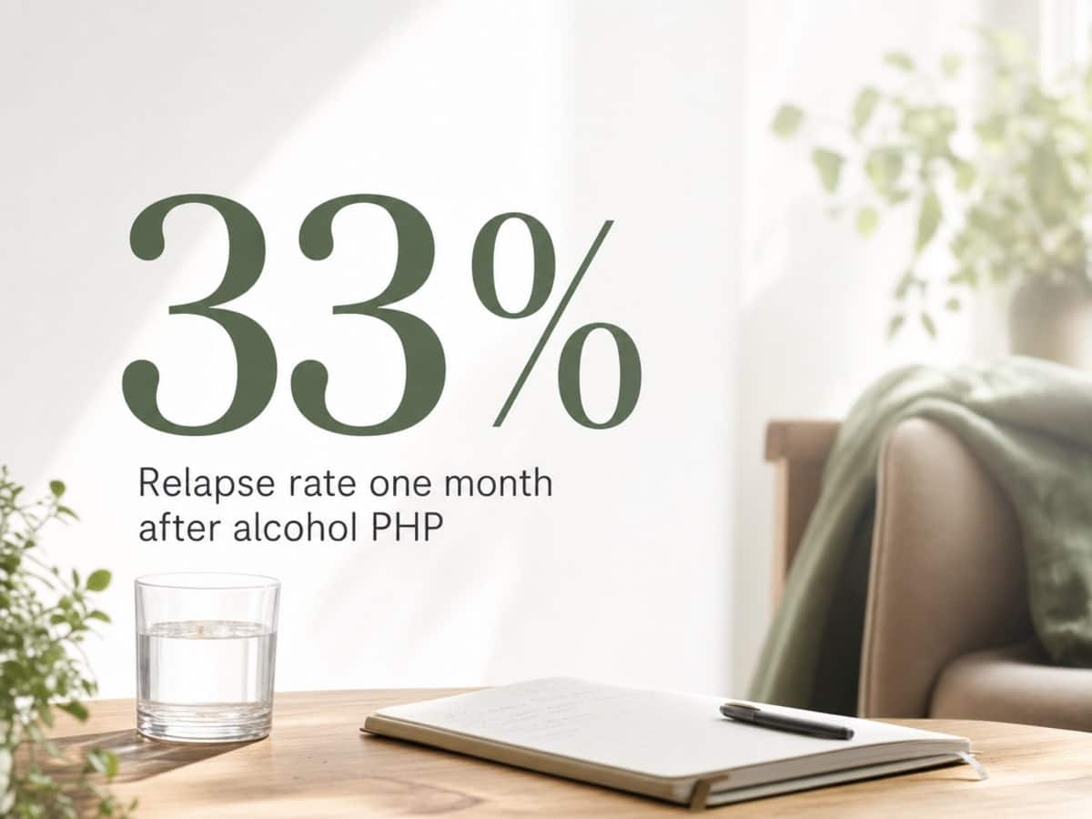 Infographic showing Relapse rate one month after alcohol PHP