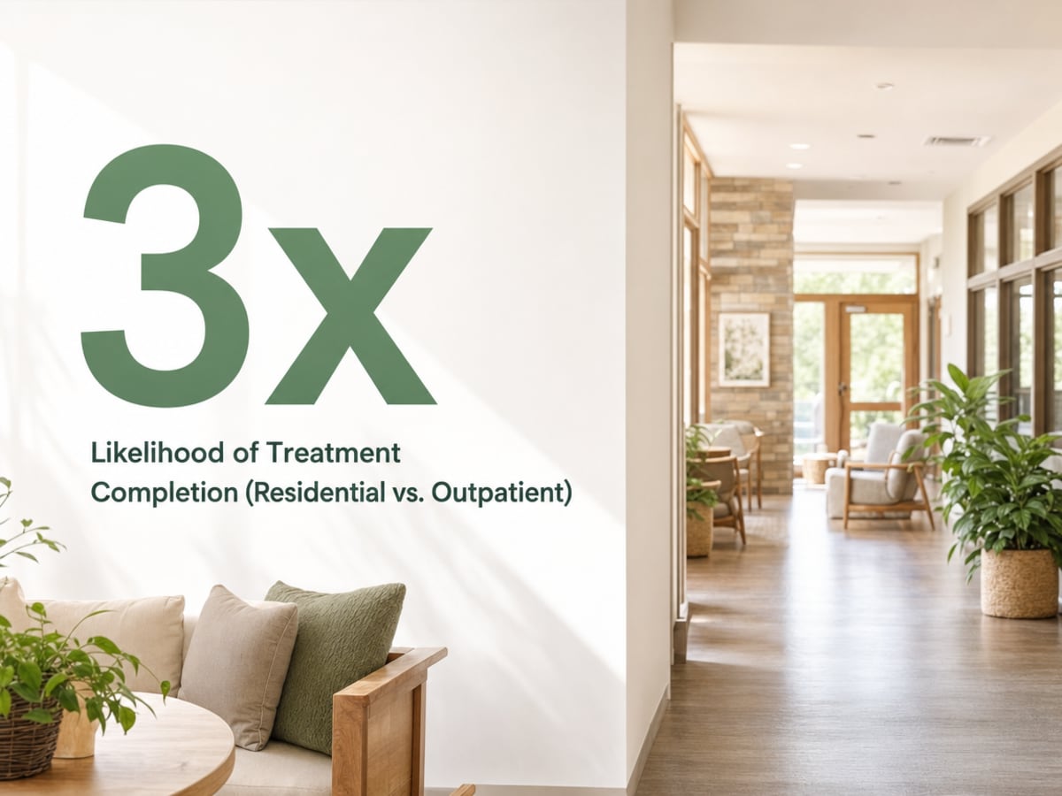Infographic showing Likelihood of Treatment Completion (Residential vs. Outpatient)