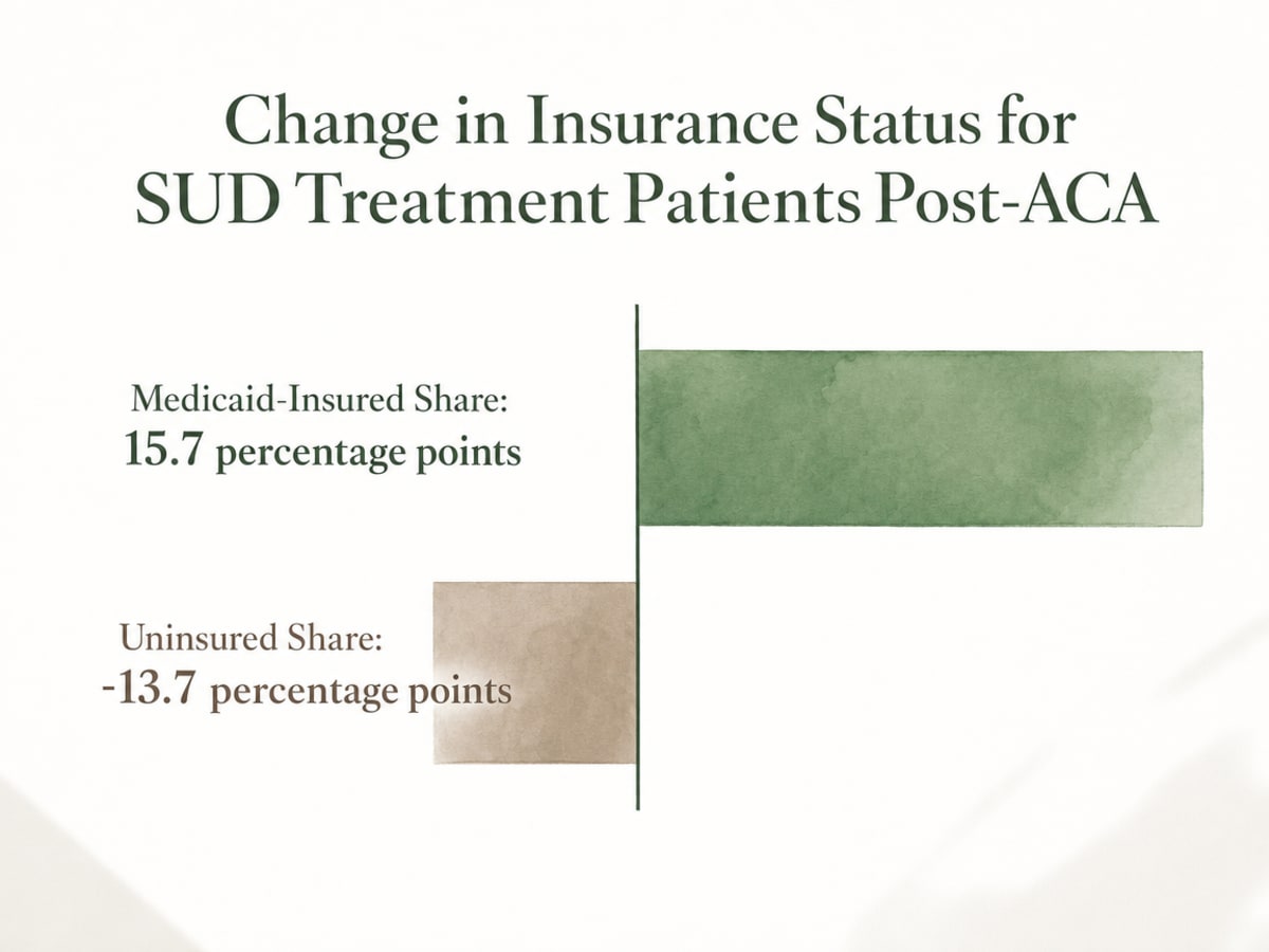 Chart showing Change in Insurance Status for SUD Treatment Patients Post-ACA
