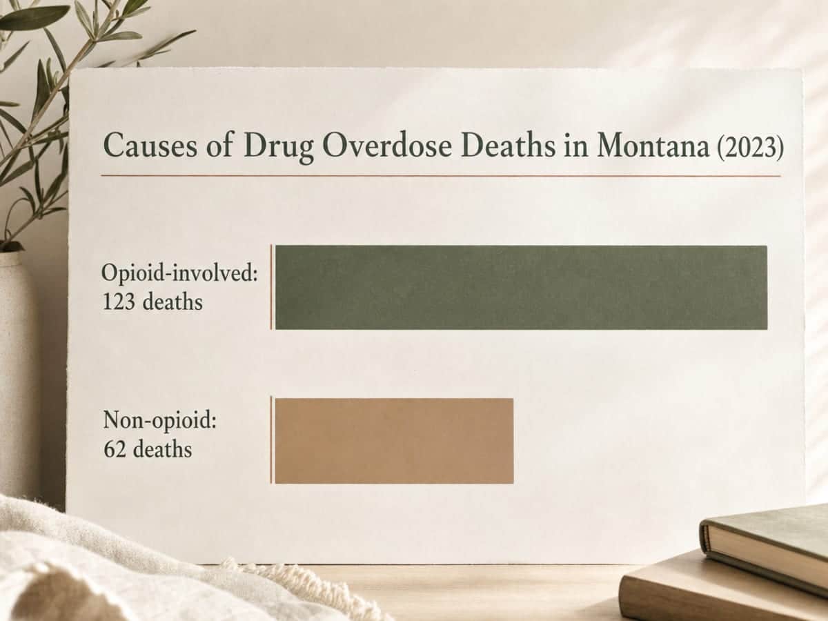 Chart showing Causes of Drug Overdose Deaths in Montana (2023)