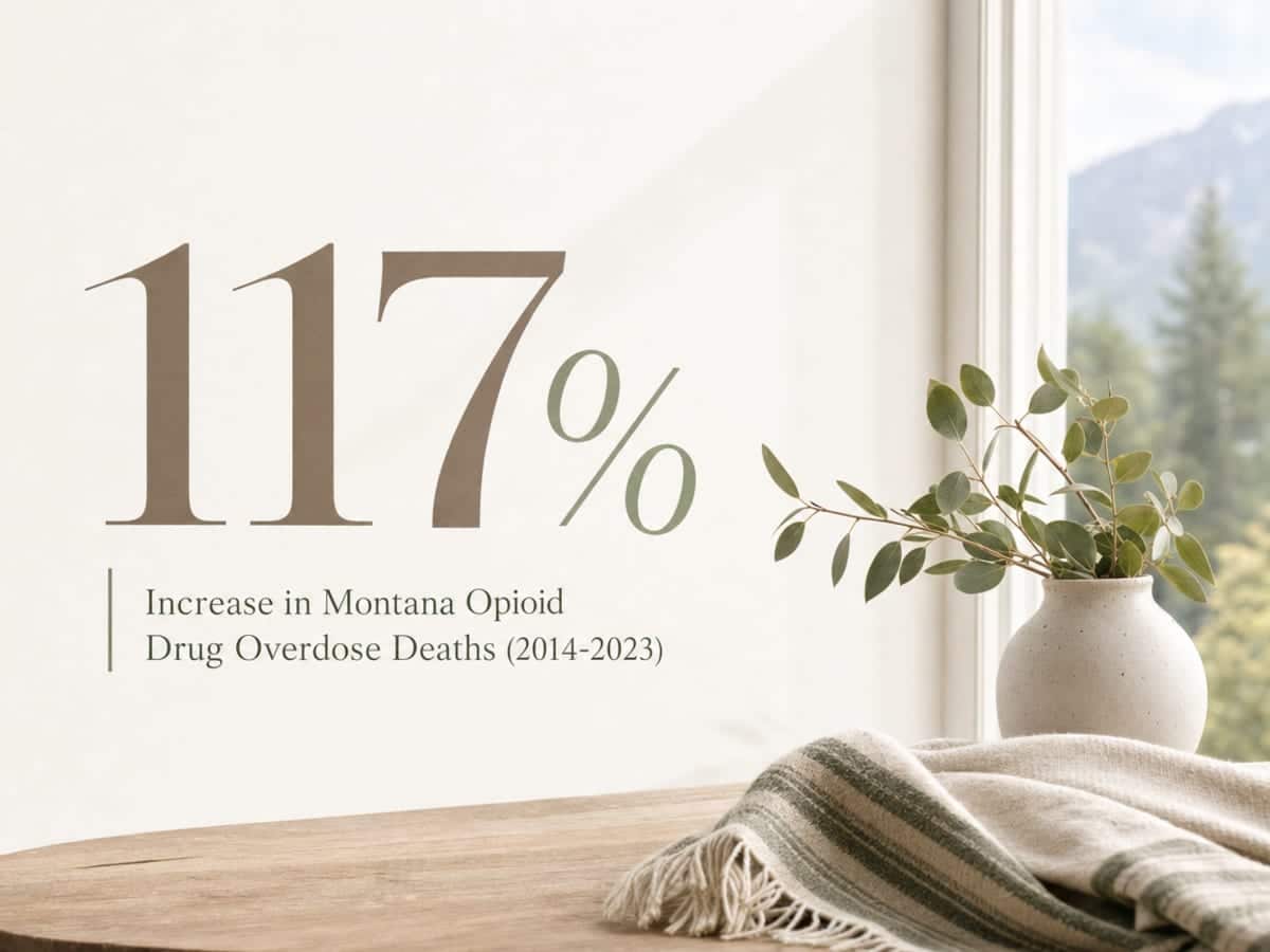 Infographic showing Increase in Montana Opioid Drug Overdose Deaths (2014-2023)